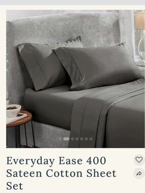 CALIFORNIA DESIGN DEN Everyday Ease 400 Sateen Cotton Sheet Set - Charcoal